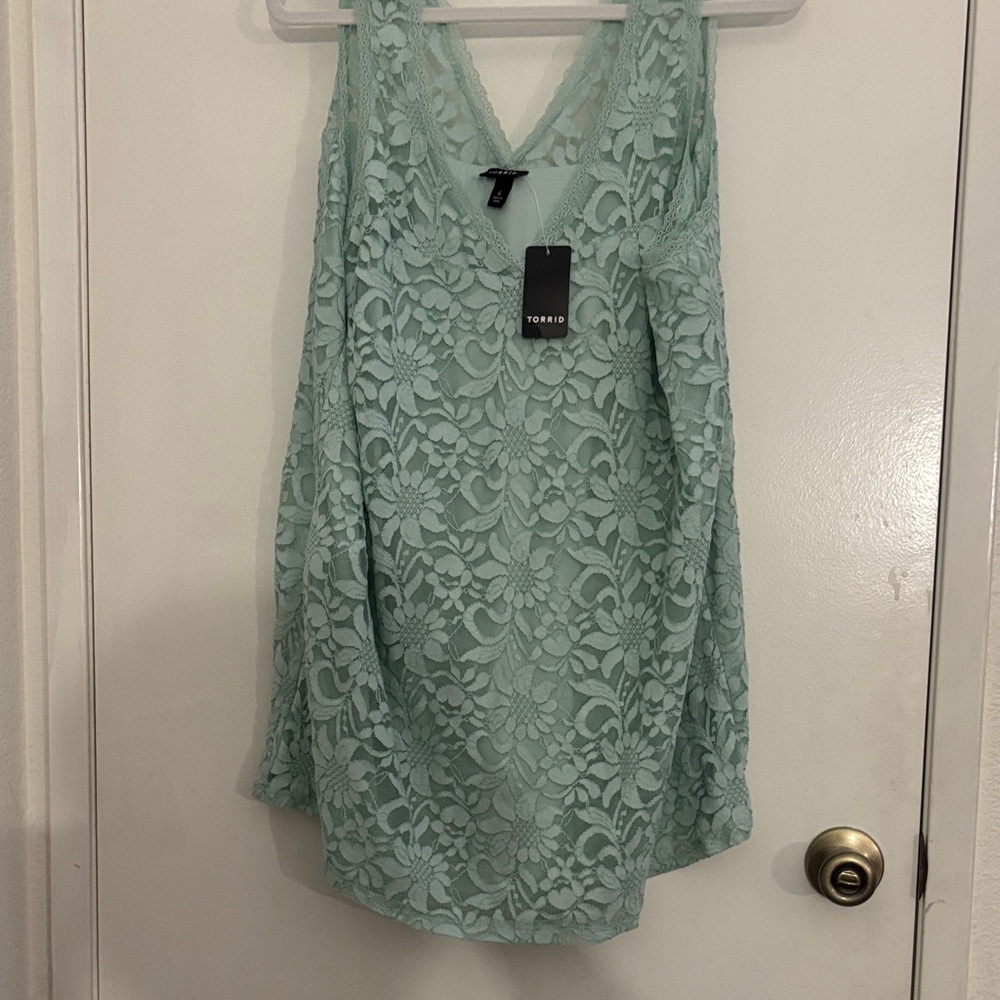 Torrid Light Green Lace blouse